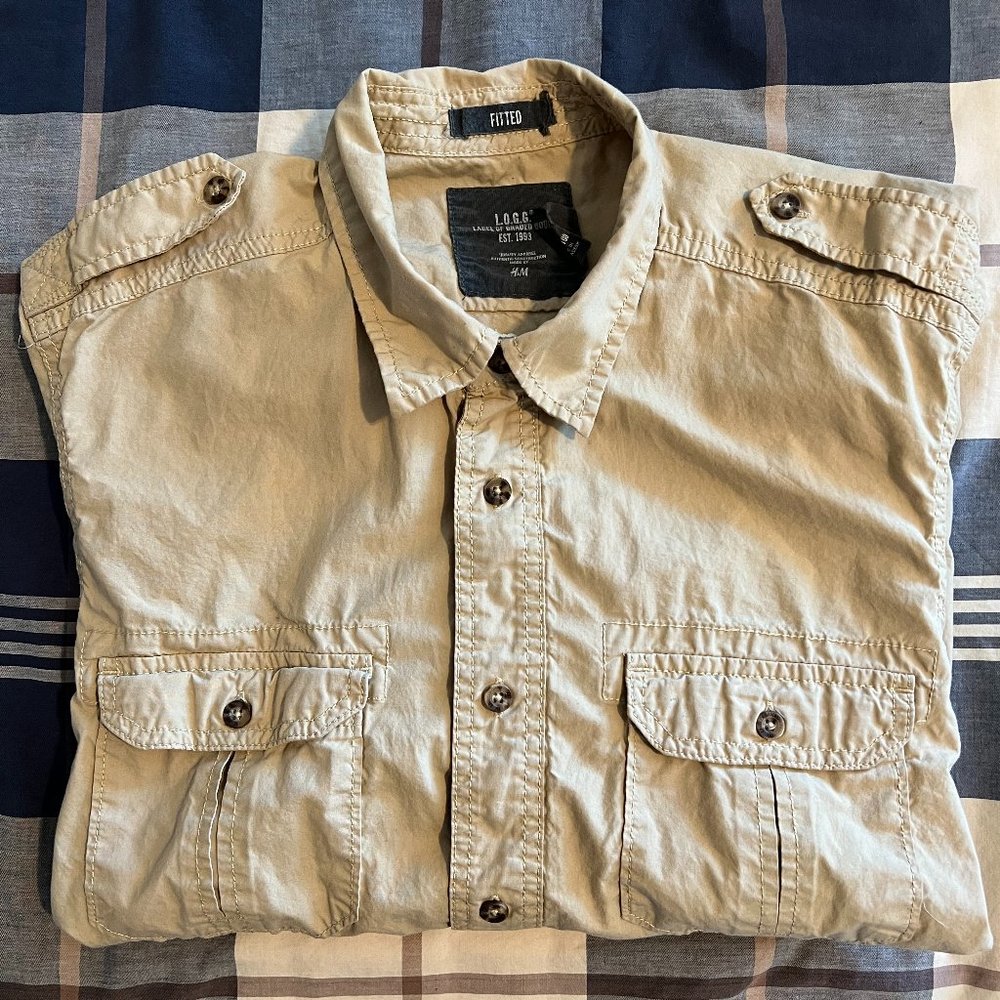 H&M Casual Button Down Beige Medium
